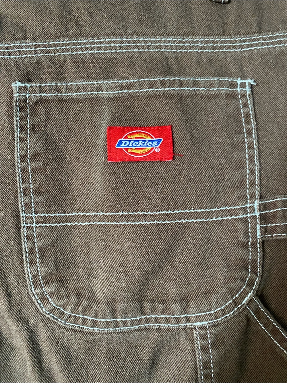 Dickies Brown Loose Straight Contrast Stitch Cotton Twill Carpenter Pants - Picture 10 of 12